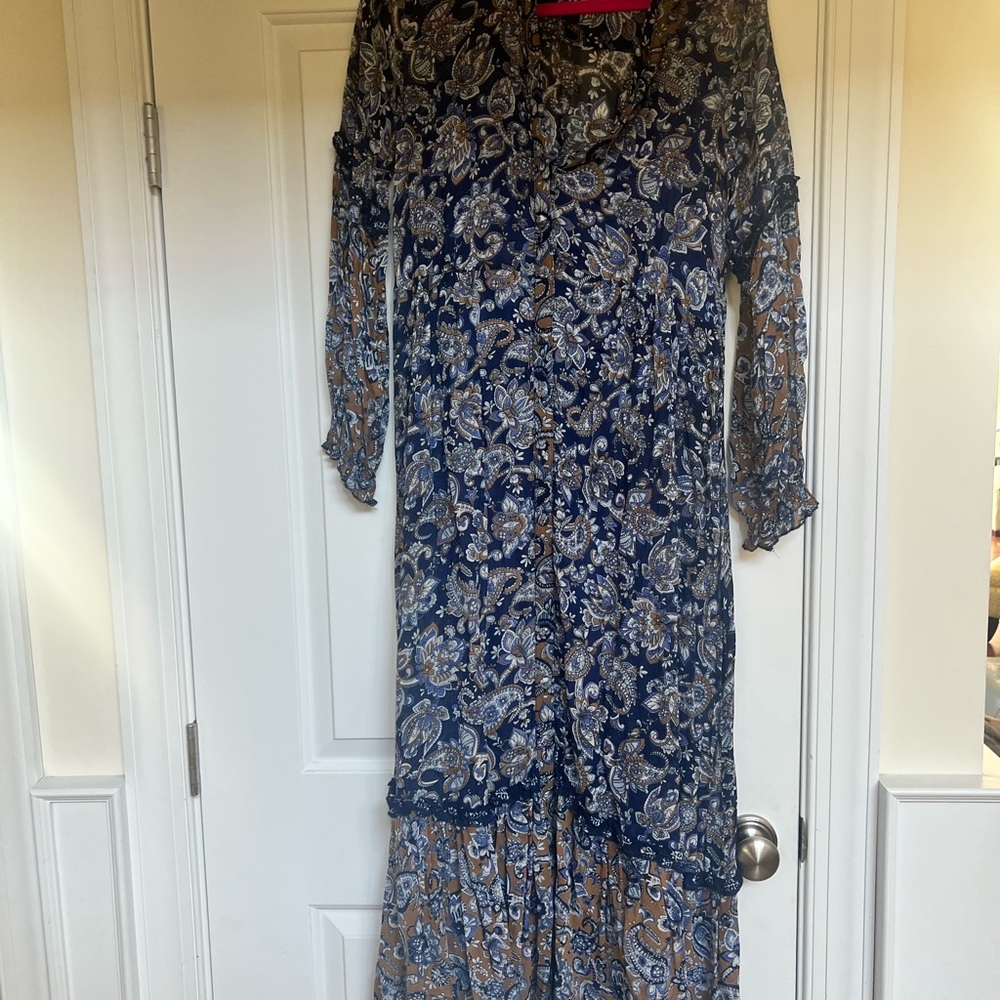 Miss June Paris Blue Floral Dress OS - Picture 3 of 9